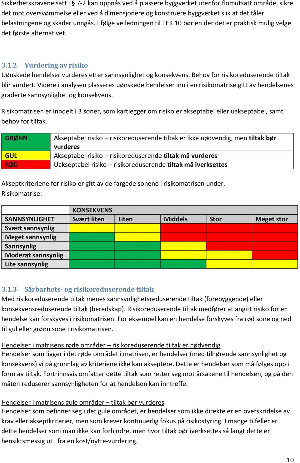 Behov for risikoreduserende tiltak blir vurdert. Videre i analysen plasseres uønskede hendelser inn i en risikomatrise gitt av hendelsenes graderte sannsynlighet og konsekvens.