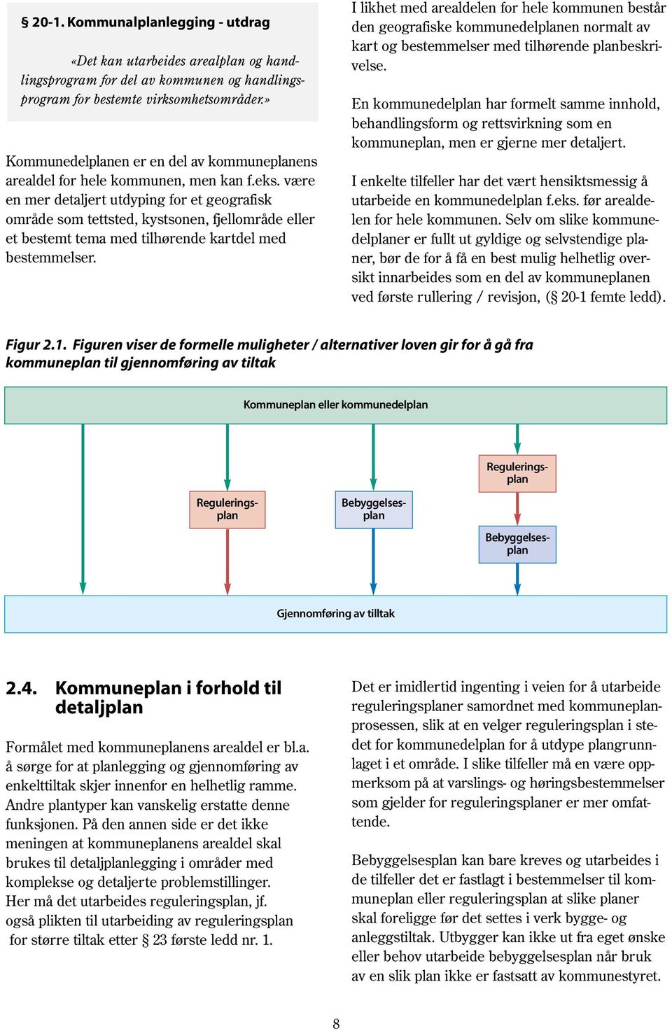 være en mer detaljert utdyping for et geografisk område som tettsted, kystsonen, fjellområde eller et bestemt tema med tilhørende kartdel med bestemmelser.