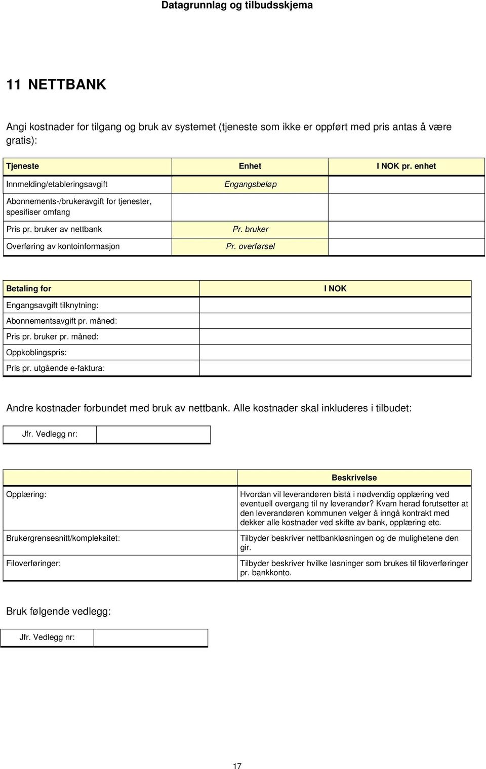 overførsel Betaling for I NOK Engangsavgift tilknytning: Abonnementsavgift pr. måned: Pris pr. bruker pr. måned: Oppkoblingspris: Pris pr.