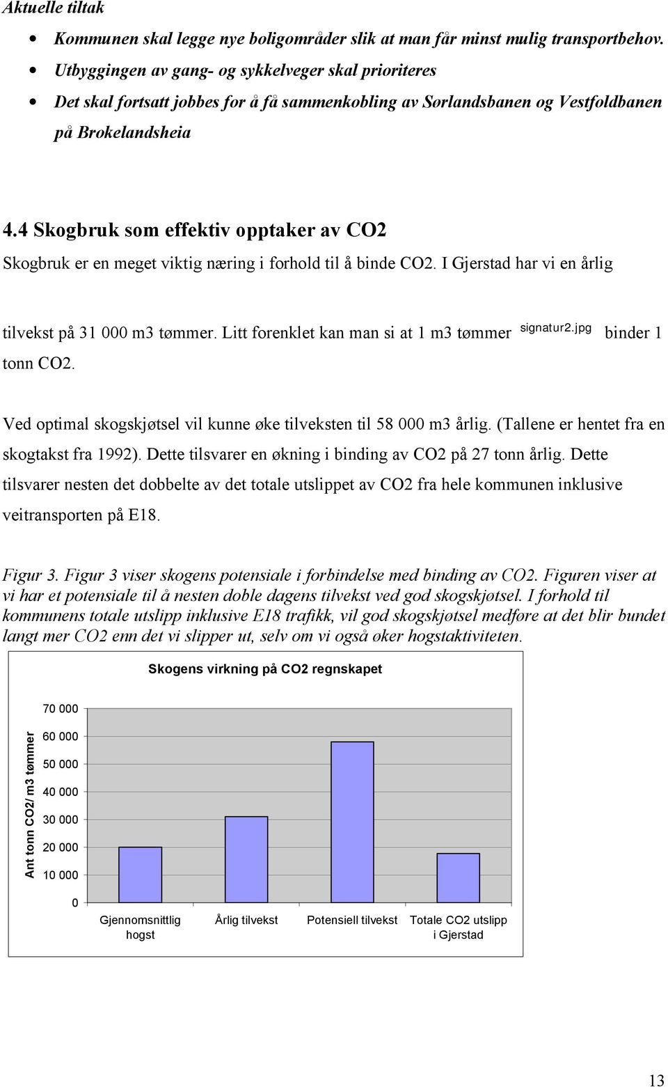 4 Skogbruk som effektiv opptaker av CO2 Skogbruk er en meget viktig næring i forhold til å binde CO2. I Gjerstad har vi en årlig tilvekst på 31 000 m3 tømmer.