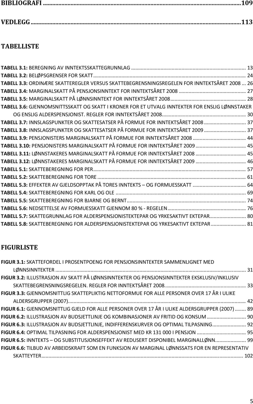 5: MARGINALSKATT PÅ LØNNSINNTEKT FOR INNTEKTSÅRET 2008... 28 TABELL 3.6: GJENNOMSNITTSSKATT OG SKATT I KRONER FOR ET UTVALG INNTEKTER FOR ENSLIG LØNNSTAKER OG ENSLIG ALDERSPENSJONIST.