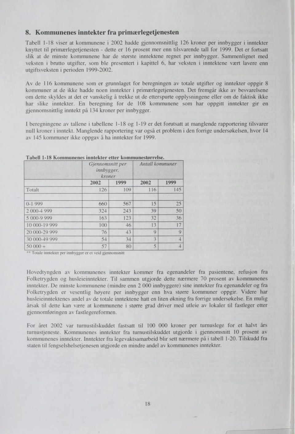 Sammenlignet med veksten i brutto utgifter, som ble presentert i kapittel 6, har veksten i inntektene vært lavere enn utgiftsveksten i perioden 1999-2002.