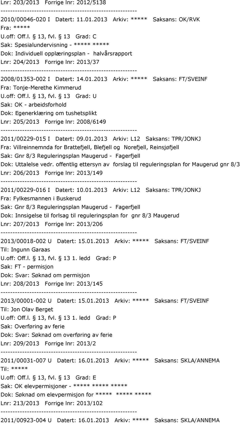 off: Off.l. 13, fvl. 13 Grad: U Sak: OK - arbeidsforhold Dok: Egenerklæring om tushetsplikt Lnr: 205/2013