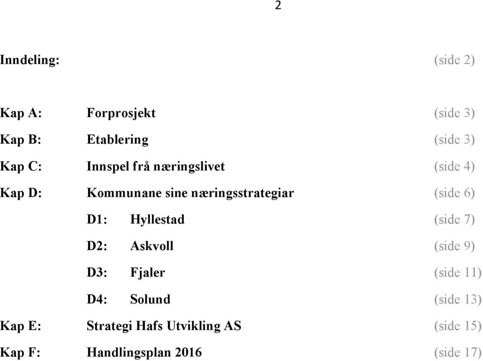 D1: Hyllestad (side 7) D2: Askvoll (side 9) D3: Fjaler (side 11) D4: Solund (side