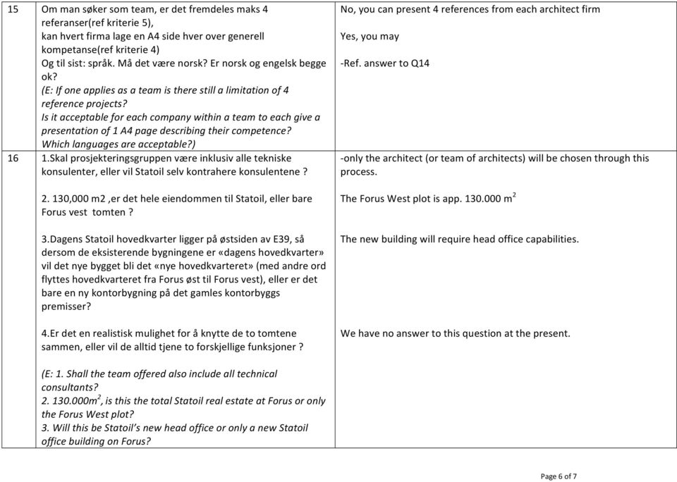 Is it acceptable for each company within a team to each give a presentation of 1 A4 page describing their competence? Which languages are acceptable?) 16 1.