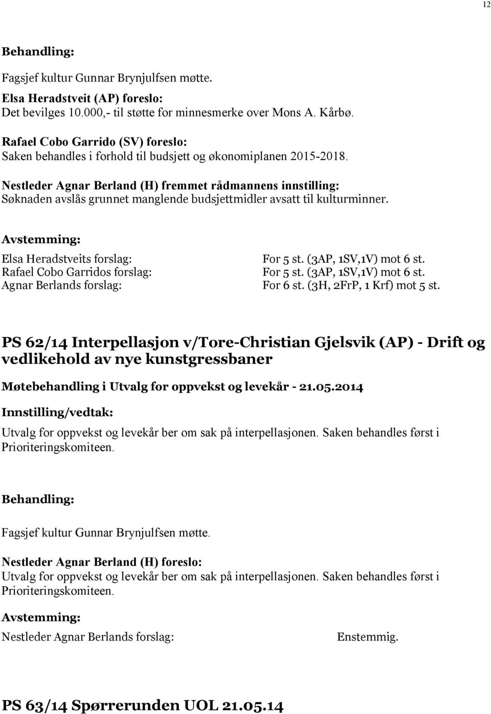 Nestleder Agnar Berland (H) fremmet rådmannens innstilling: Søknaden avslås grunnet manglende budsjettmidler avsatt til kulturminner.