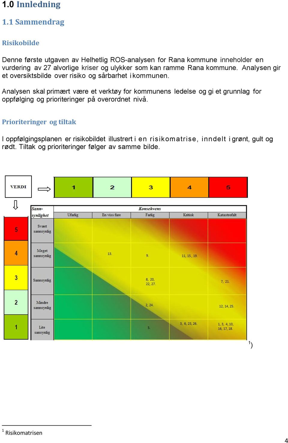 som kan ramme Rana kommne. Anaysen gir et oversiktsbide over risiko og sårbarhet i kommnen.