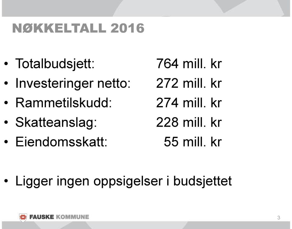 Eiendomsskatt: 764 mill. kr 272 mill. kr 274 mill.