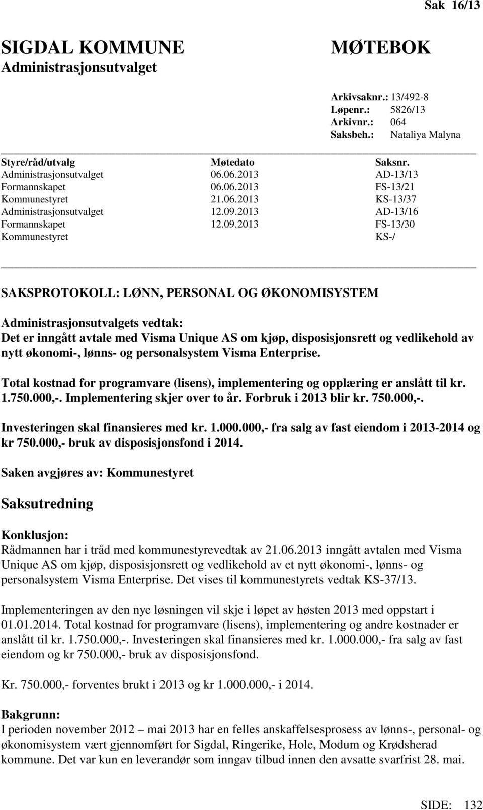 AD-13/16 Formannskapet 12.09.