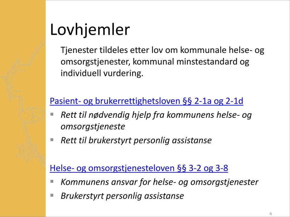 Pasient- og brukerrettighetsloven 2-1a og 2-1d Rett til nødvendig hjelp fra kommunens helse- og