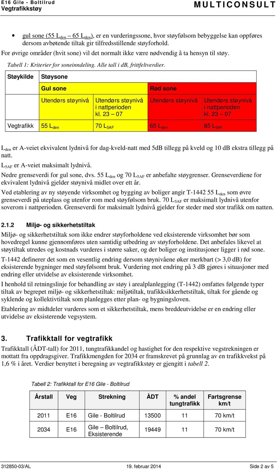 Støykilde Støysone Gul sone Utendørs støynivå Utendørs støynivå i nattperioden kl. 23 07 Rød sone Utendørs støynivå Utendørs støynivå i nattperioden kl.