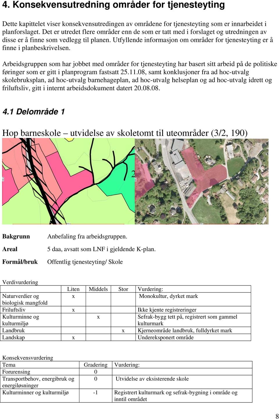 Utfyllende informasjon om områder for tjenesteyting er å finne i planbeskrivelsen.