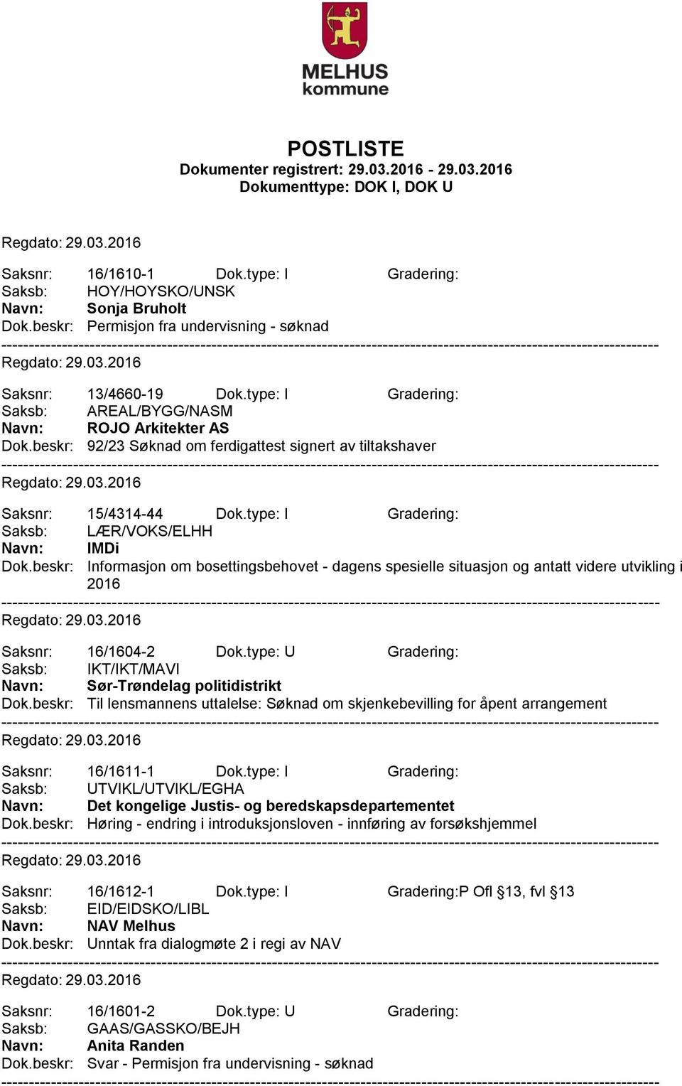 beskr: Informasjon om bosettingsbehovet - dagens spesielle situasjon og antatt videre utvikling i 2016 Saksnr: 16/1604-2 Dok.