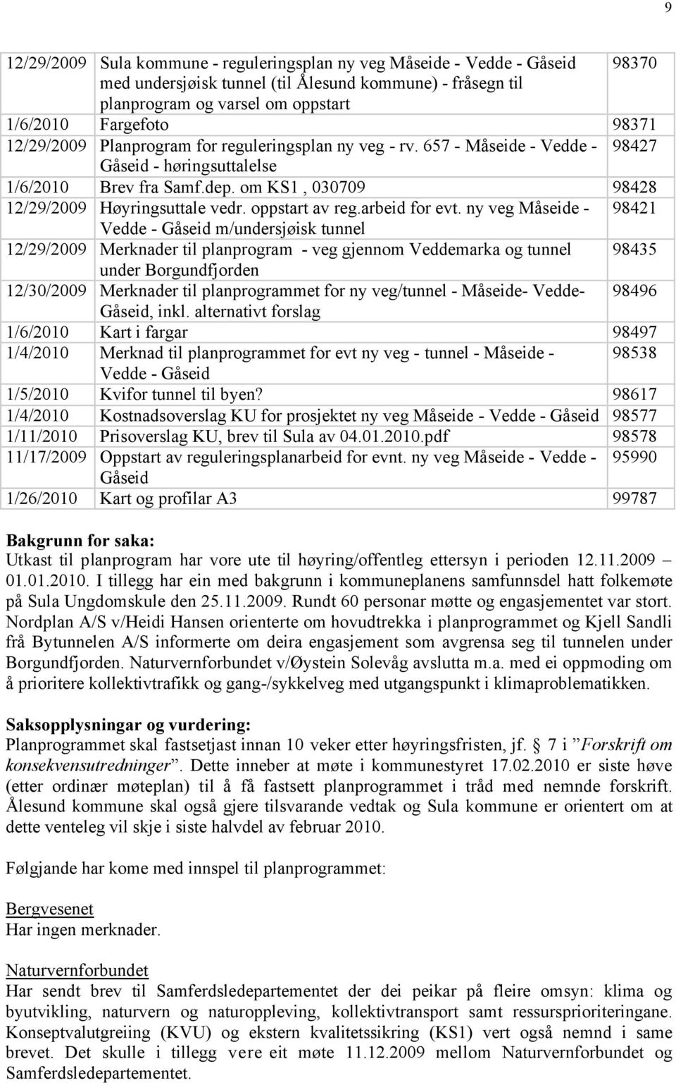 oppstart av reg.arbeid for evt.