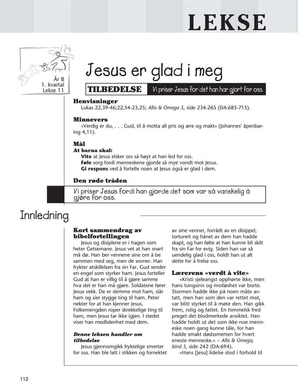 Føle sorg fordi menneskene gjorde så mye vondt mot Jesus. Gi respons ved å fortelle noen at Jesus også er glad i dem.