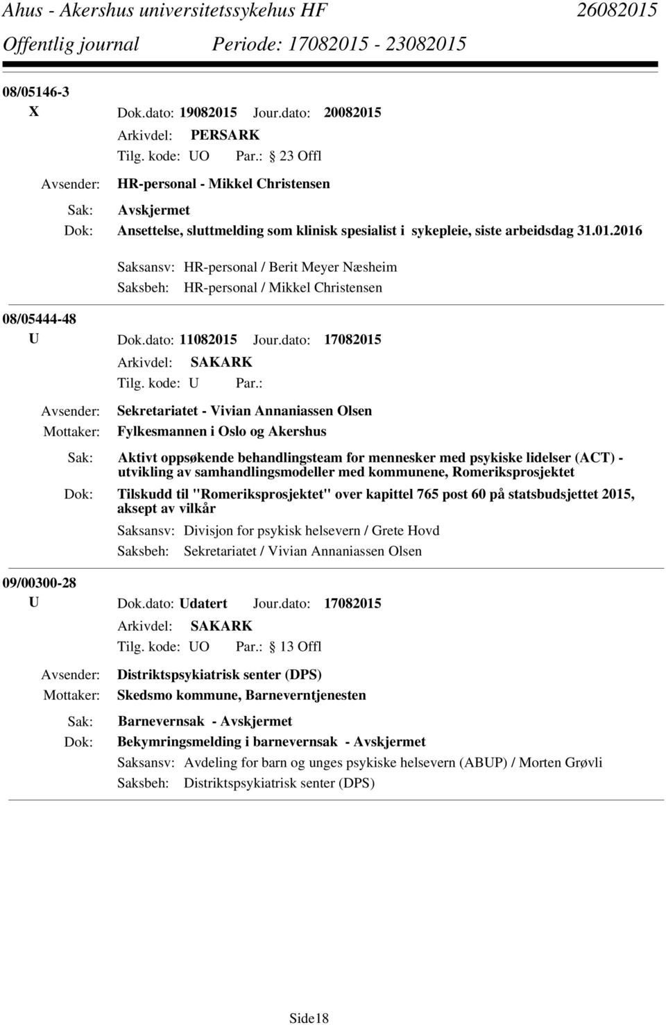 : Sekretariatet - Vivian Annaniassen Olsen Fylkesmannen i Oslo og Akershus Aktivt oppsøkende behandlingsteam for mennesker med psykiske lidelser (ACT) - utvikling av samhandlingsmodeller med