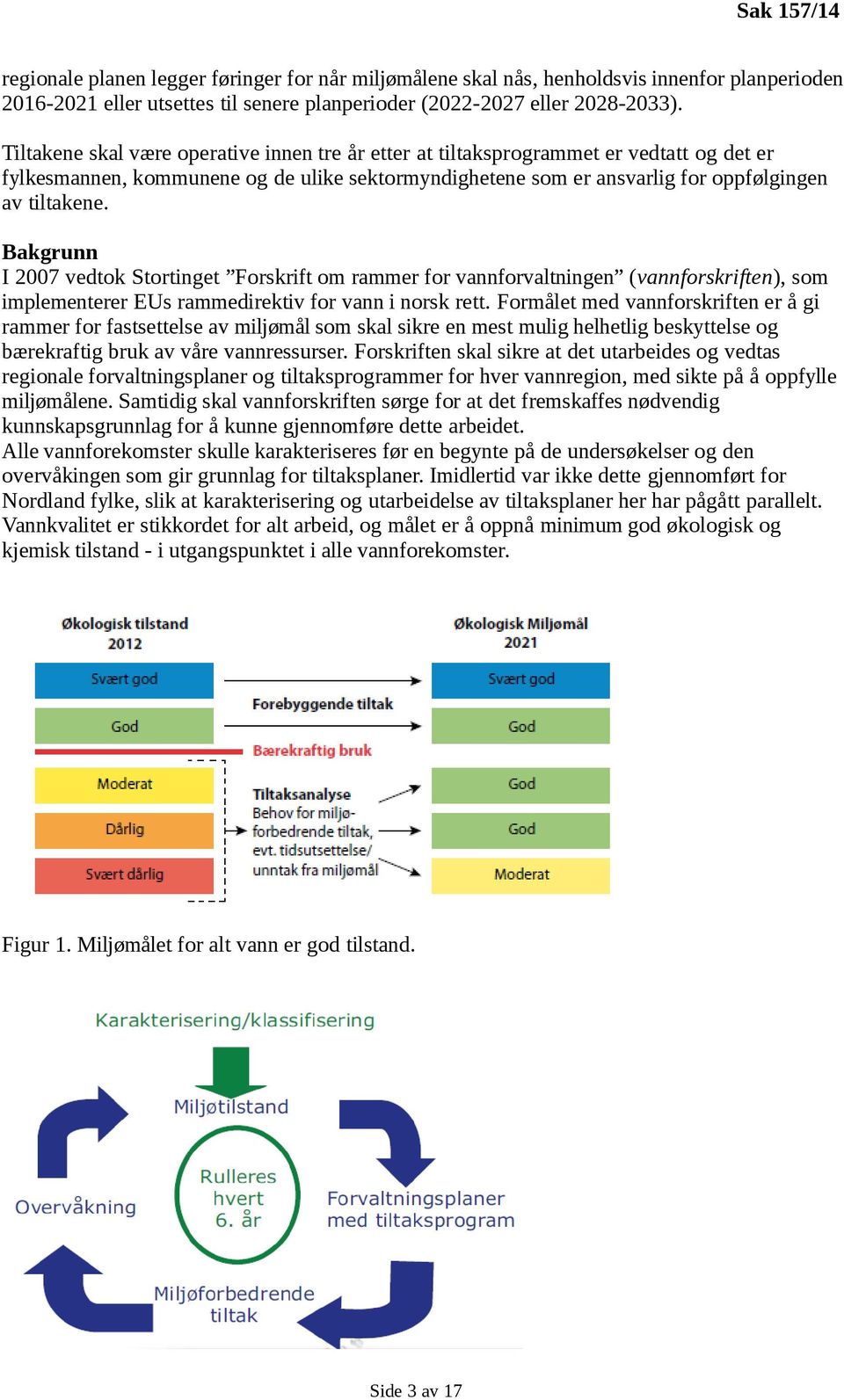 Bakgrunn I 2007 vedtok Stortinget Forskrift om rammer for vannforvaltningen (vannforskriften), som implementerer EUs rammedirektiv for vann i norsk rett.