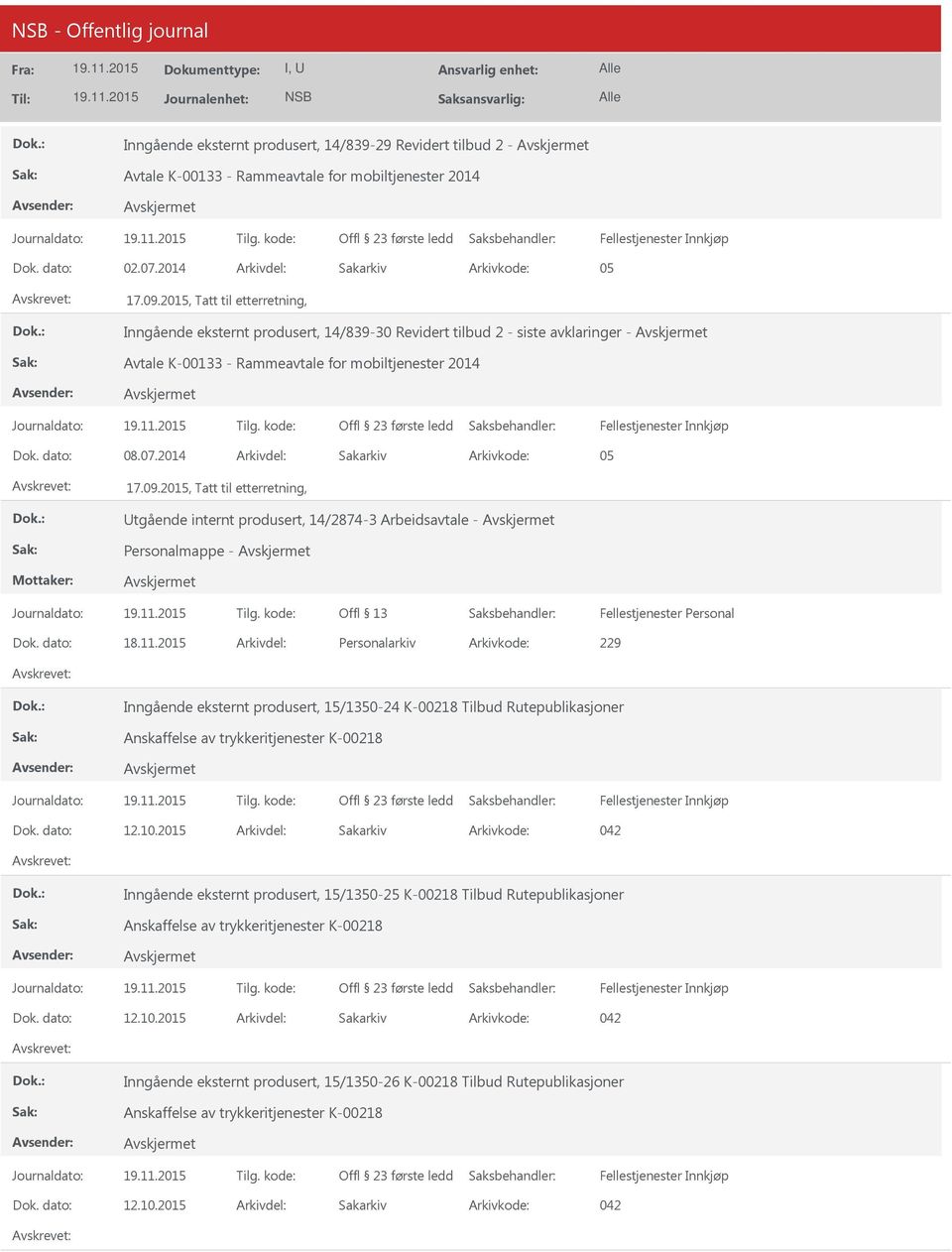 2014 Arkivdel: Sakarkiv tgående internt produsert, 14/2874-3 Arbeidsavtale - Personalmappe - Dok. dato: 18.11.