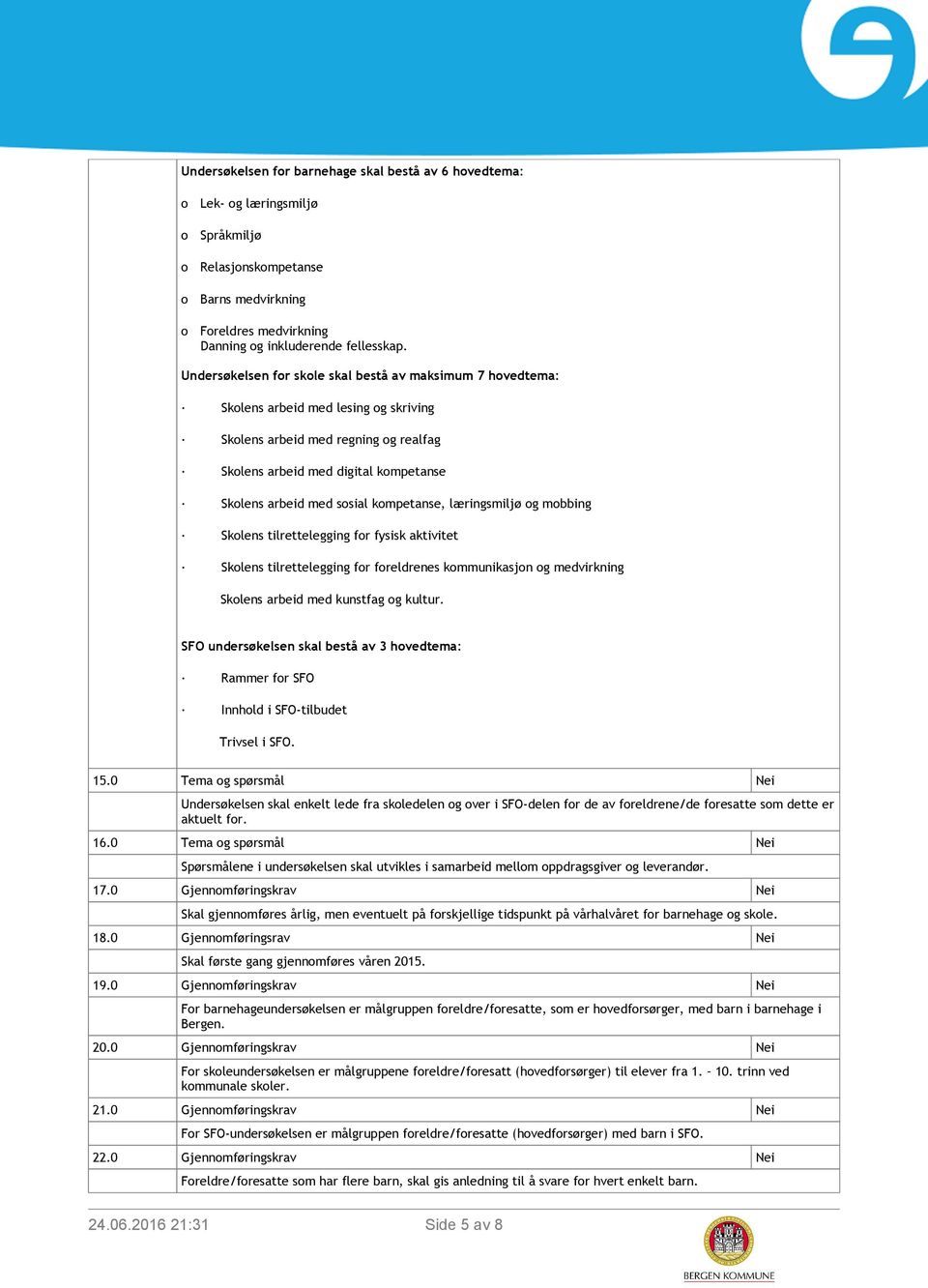 kompetanse, læringsmiljø og mobbing Skolens tilrettelegging for fysisk aktivitet Skolens tilrettelegging for foreldrenes kommunikasjon og medvirkning Skolens arbeid med kunstfag og kultur.