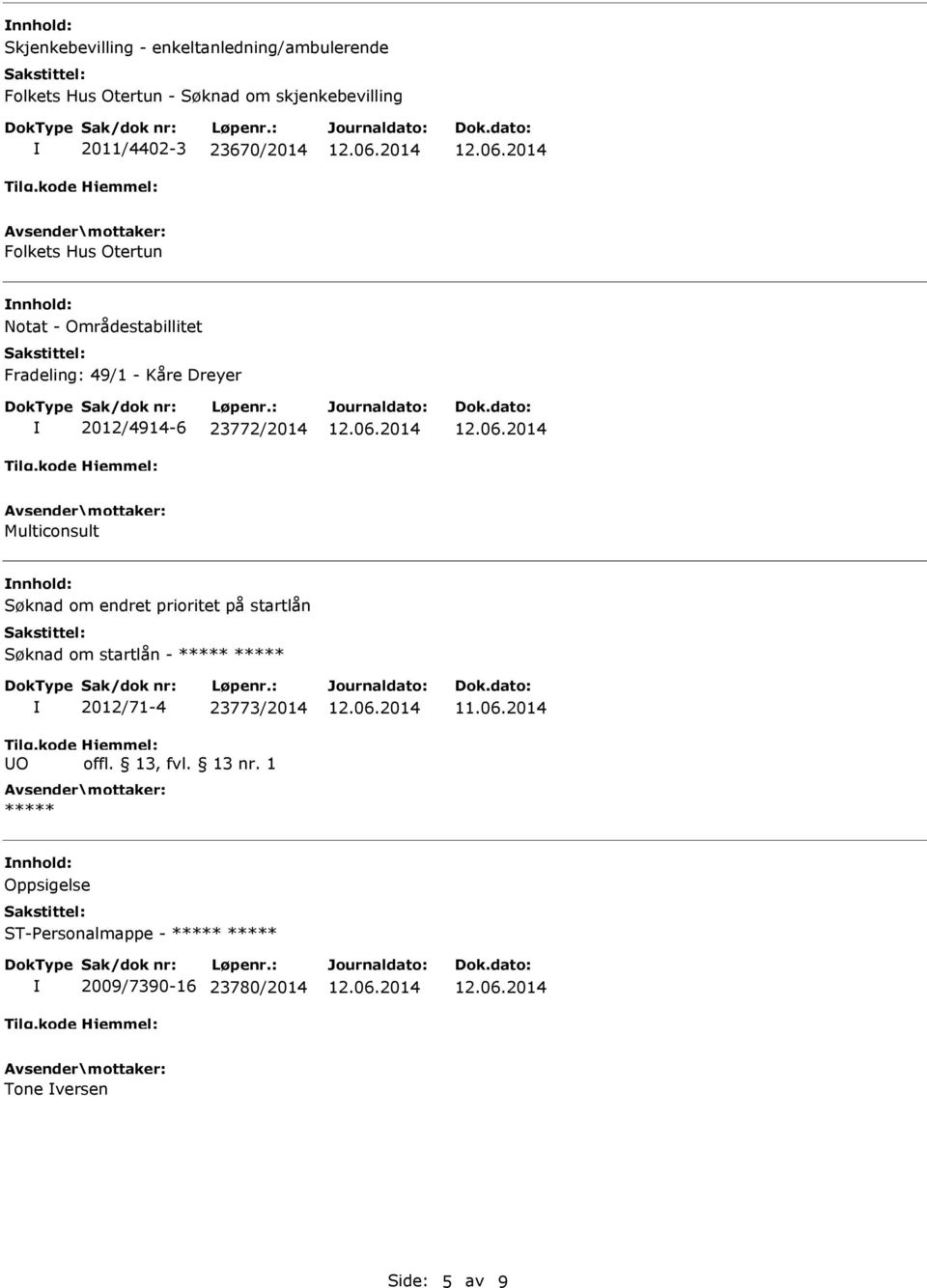 Fradeling: 49/1 - Kåre Dreyer 2012/4914-6 23772/2014 Multiconsult Søknad om endret prioritet