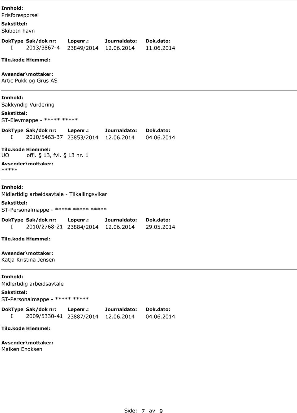 2014 Midlertidig arbeidsavtale - Tilkallingsvikar 2010/2768-21 23884/2014 29.05.