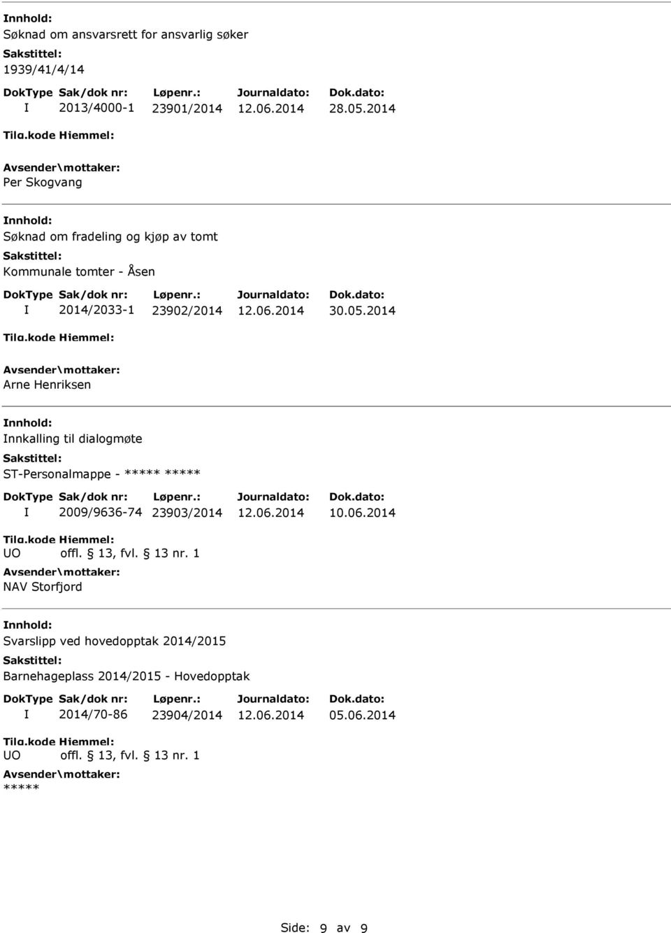 30.05.2014 Arne Henriksen nnkalling til dialogmøte O 2009/9636-74 23903/2014 NAV Storfjord 10.06.