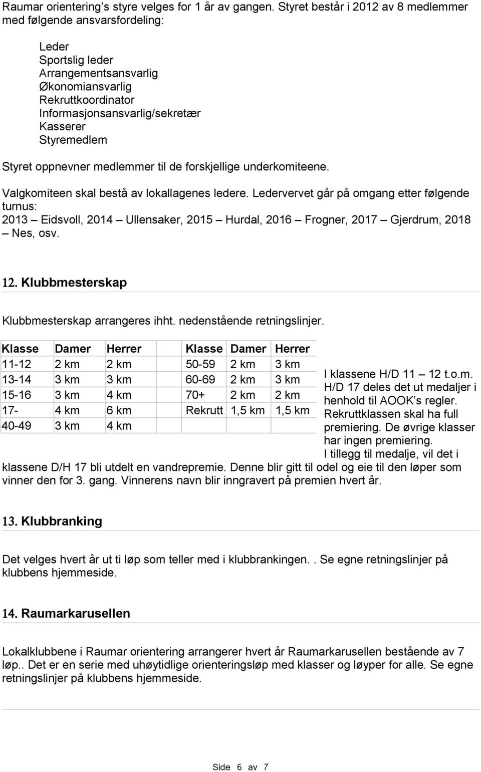 Styret oppnevner medlemmer til de forskjellige underkomiteene. Valgkomiteen skal bestå av lokallagenes ledere.