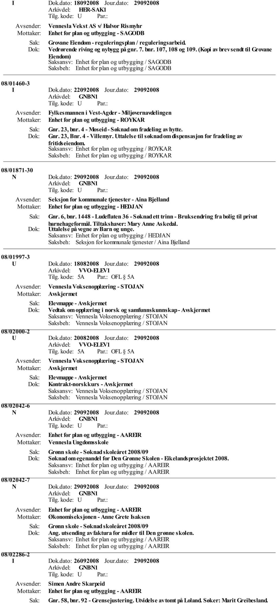 dato: Fylkesmannen i Vest-Agder - Miljøvernavdelingen Enhet for plan og utbygging - ROYKAR Gnr. 23, bnr. 4 - Moseid - Søknad om fradeling av hytte. Gnr. 23, Bnr. 4 - Villemyr.