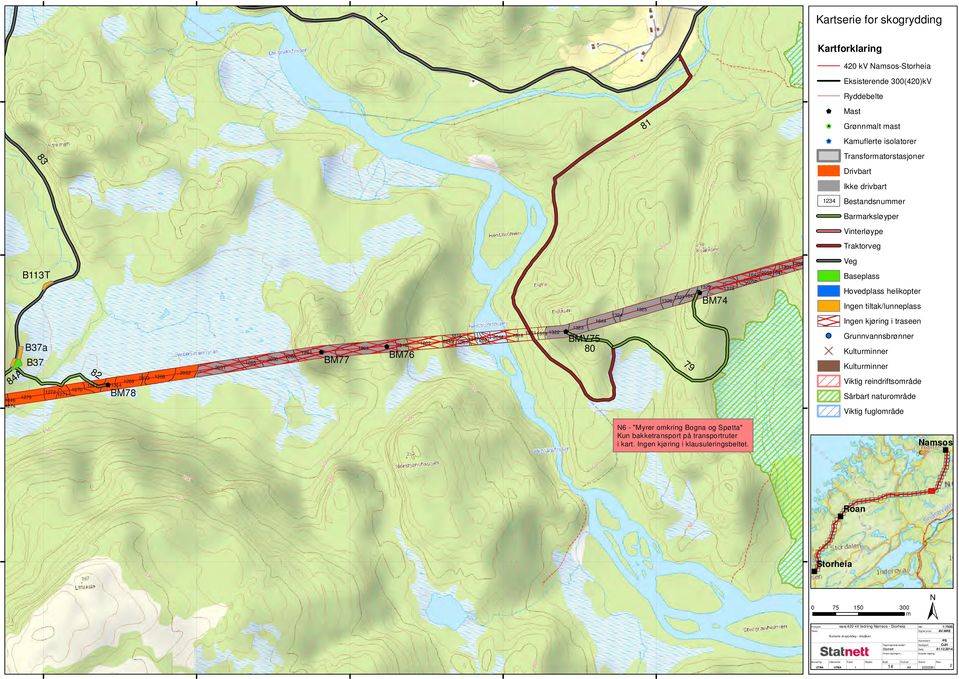 13271643 1326 79 1329 1328 BM74 1330 1331 1642 20531641 2054 N6 - Myrer okring Bogna og Spøtta Kun bakketransport på transportruter i kart.