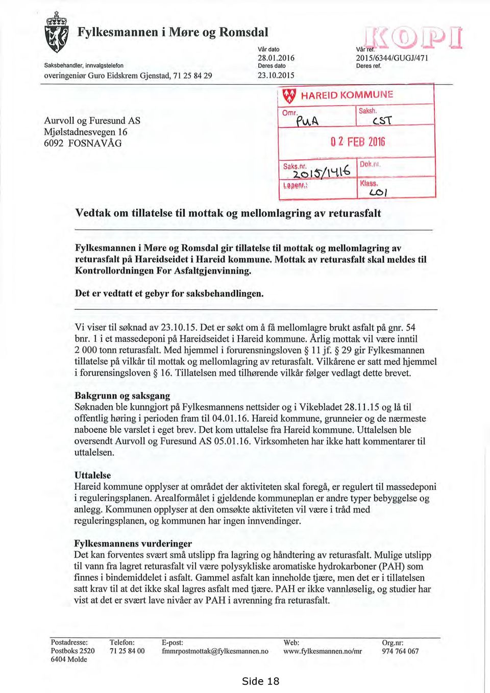 Mjølstadnesvegen 16 _ 6092 FOSNAVÅG 0? FFlf 7.1116 i Omr. Saksh. q lhlfifiid. _ >L3';, m ; V" K Klaes.,..,_.