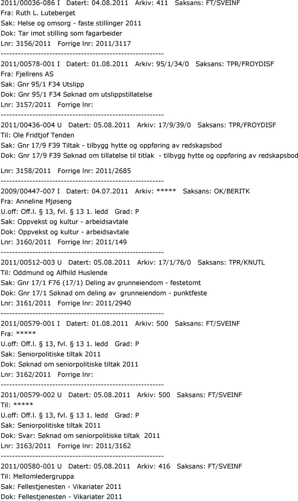 2011 Arkiv: 95/1/34/0 Saksans: TPR/FROYDISF Fra: Fjellrens AS Sak: Gnr 95/1 F34 Utslipp Dok: Gnr 95/1 F34 Søknad om utslippstillatelse Lnr: 3157/2011 Forrige lnr: 2011/00436-004 U Datert: 05.08.