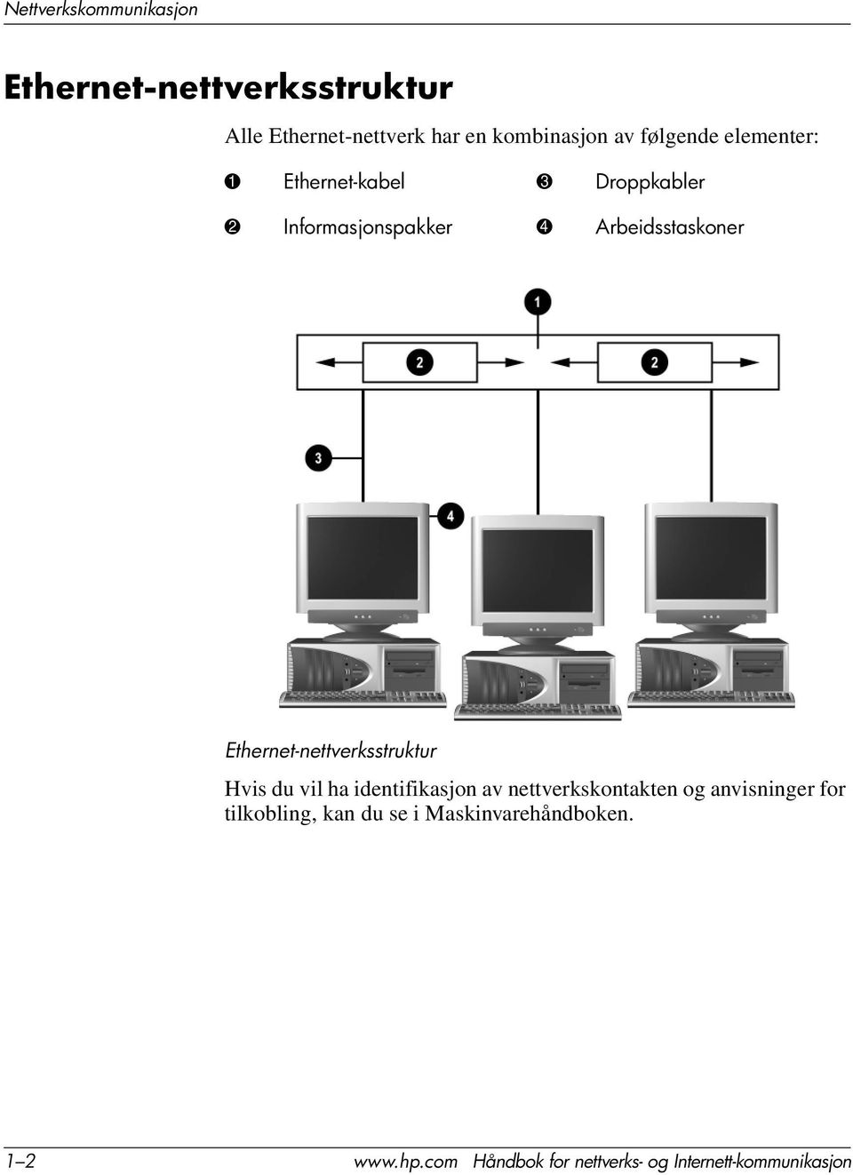 Ethernet-nettverksstruktur Hvis du vil ha identifikasjon av nettverkskontakten og anvisninger for