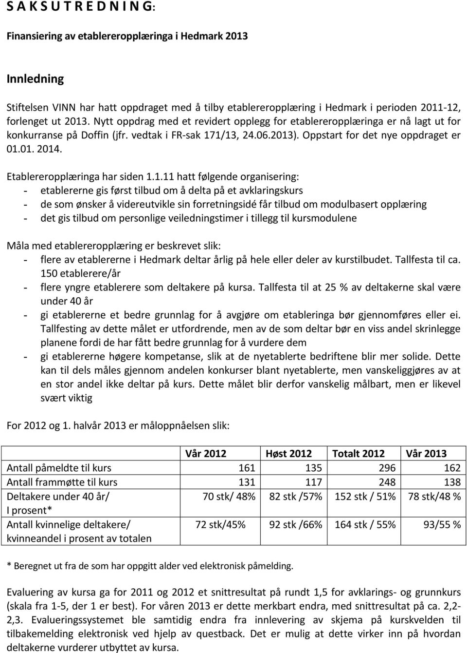 Etablereropplæringa har siden 1.