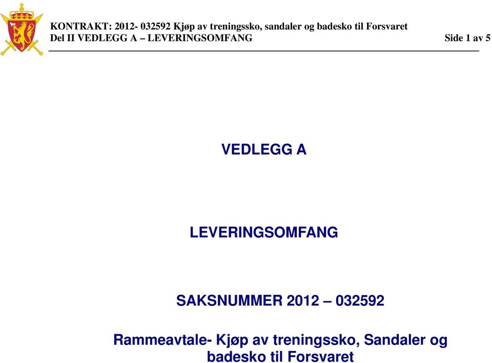 SAKSNUMMER 2012 032592 Rammeavtale- Kjøp
