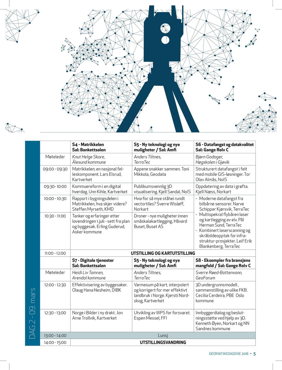 Erling Guderud, Asker S5 - Ny teknologi og nye muligheter / Sal: Amfi Anders Tiltnes, TerraTec Appene snakker sammen. Toni Mikkola, Geodata Publikumsvennlig 3D visualisering.