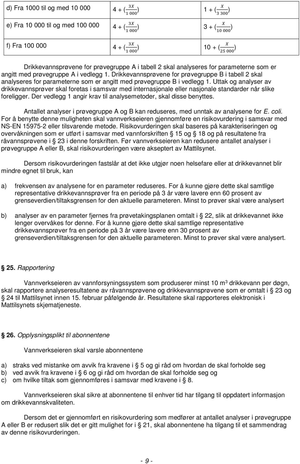 Drikkevannsprøvene for prøvegruppe B i tabell 2 skal analyseres for parameterne som er angitt med prøvegruppe B i vedlegg 1.