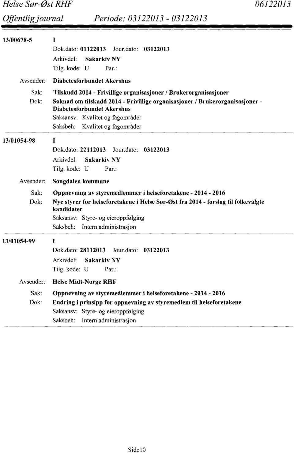 Diabetesforbundet Akershus Saksansv: Kvalitet og fagområder Saksbeh: Kvalitet og fagområder 13/01054-98 Dok.dato: 22112013 Jour.
