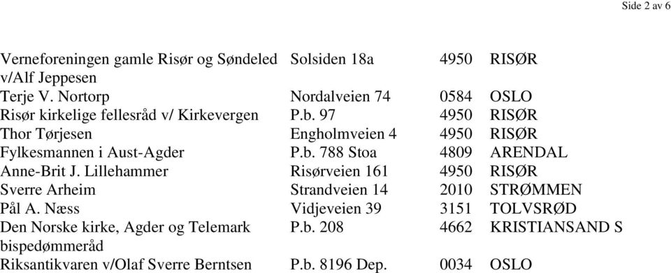 97 4950 RISØR Thor Tørjesen Engholmveien 4 4950 RISØR Fylkesmannen i Aust-Agder P.b. 788 Stoa 4809 ARENDAL Anne-Brit J.