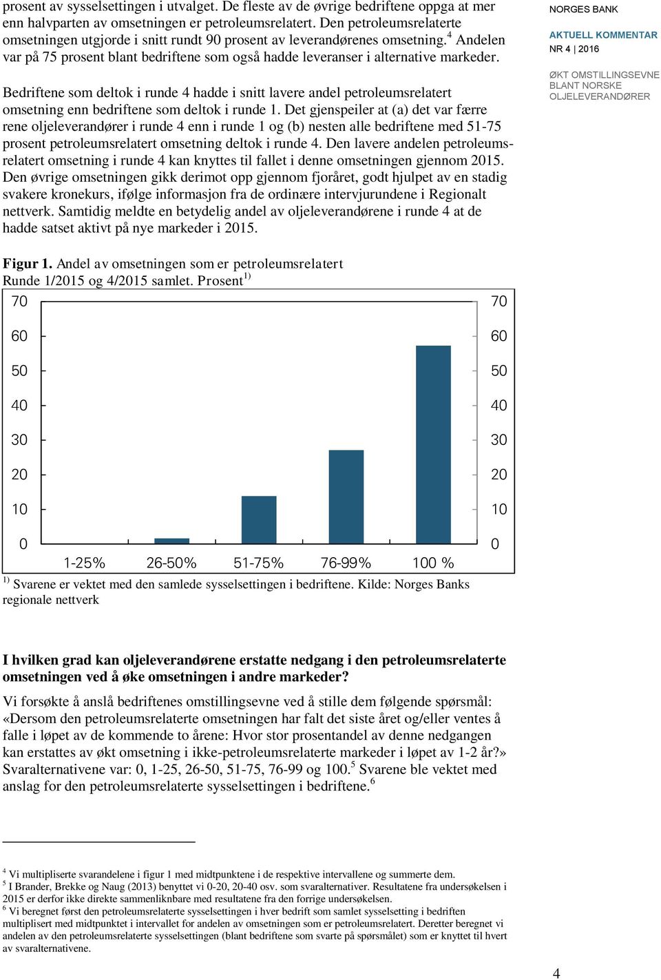 Bedriftene som deltok i runde 4 hadde i snitt lavere andel petroleumsrelatert omsetning enn bedriftene som deltok i runde 1.