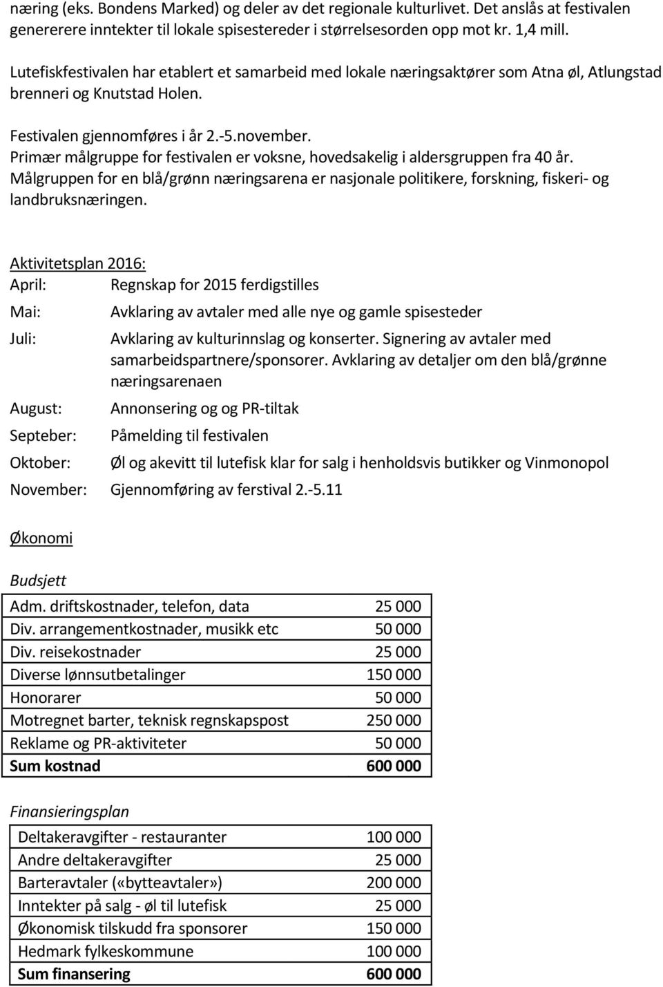 Primær målgruppe for festivalen er voksne, hovedsakelig i aldersgruppen fra 40 år. Målgruppen for en blå/grønn næringsarena er nasjonale politikere, forskning, fiskeri- og landbruksnæringen.