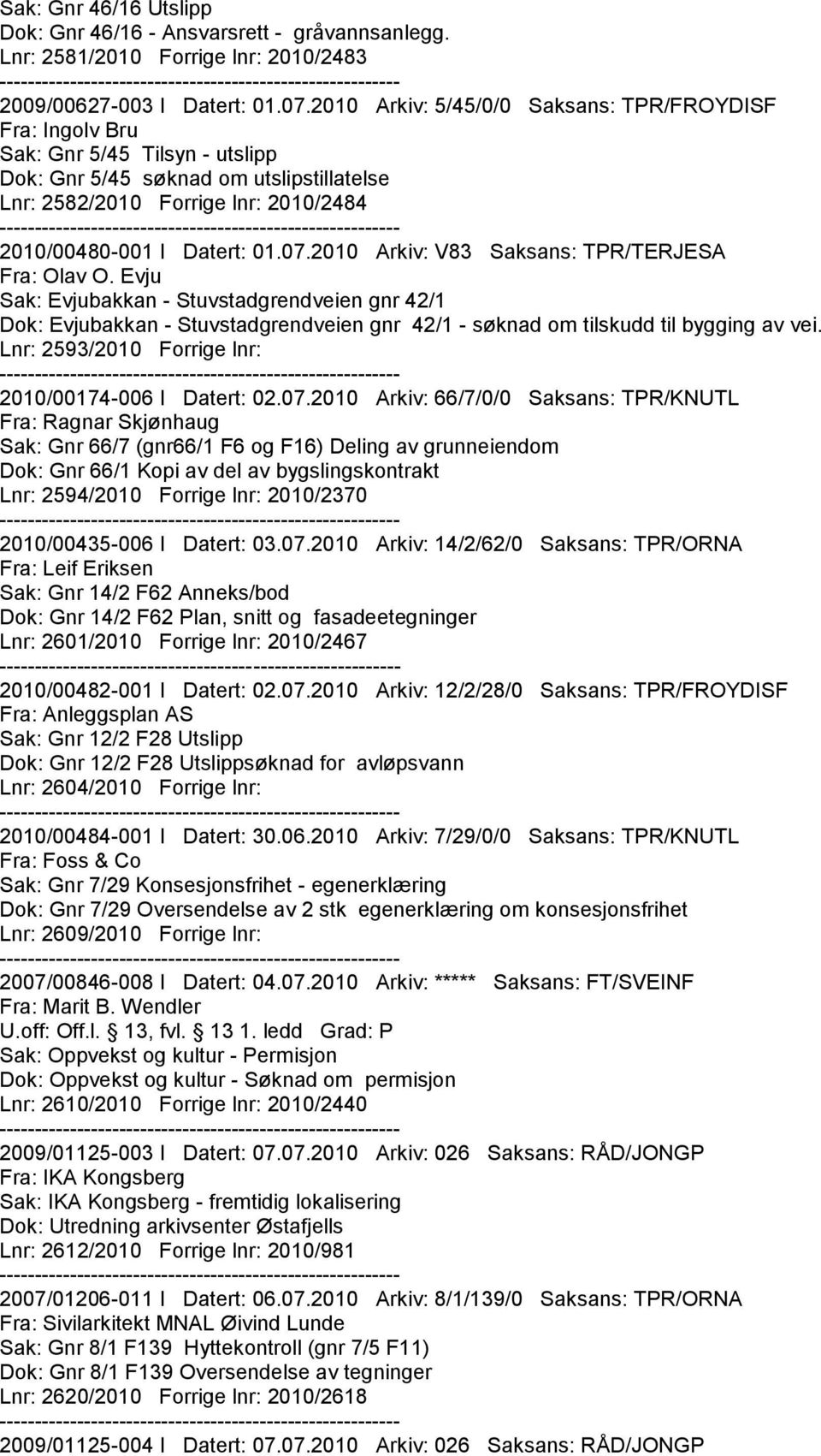 07.2010 Arkiv: V83 Saksans: TPR/TERJESA Fra: Olav O. Evju Sak: Evjubakkan - Stuvstadgrendveien gnr 42/1 Dok: Evjubakkan - Stuvstadgrendveien gnr 42/1 - søknad om tilskudd til bygging av vei.