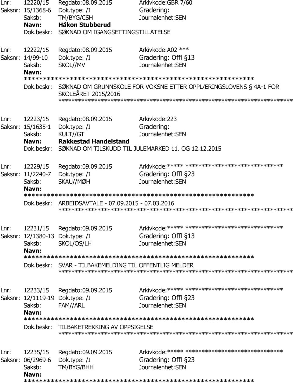 beskr: SØKNAD OM GRUNNSKOLE FOR VOKSNE ETTER OPPLÆRINGSLOVENS 4A-1 FOR SKOLEÅRET 2015/2016 Lnr: 12223/15 Regdato:08.09.2015 Arkivkode:223 Saksnr: 15/1635-1 Dok.