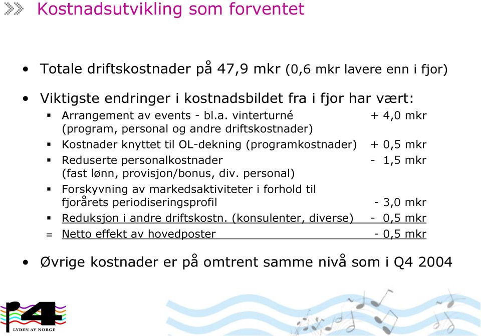 personalkostnader (fast lønn, provisjon/bonus, div.