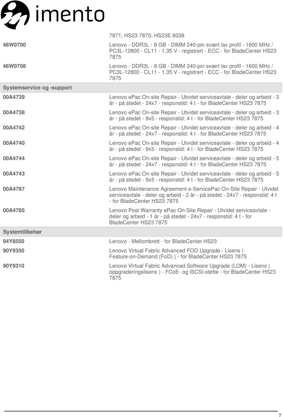 serviceavtale - deler og arbeid - 3 år - på stedet - 9x5 - responstid: 4 t - for BladeCenter HS23 00A4742 Lenovo epac On-site Repair - Utvidet serviceavtale - deler og arbeid - 4 år - på stedet -