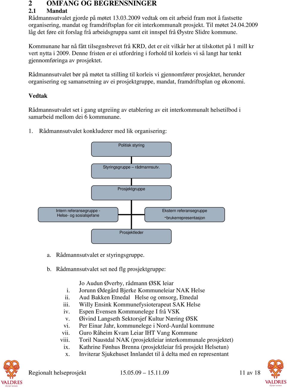 Kommunane har nå fått tilsegnsbrevet frå KRD, det er eit vilkår her at tilskottet på 1 mill kr vert nytta i 2009.