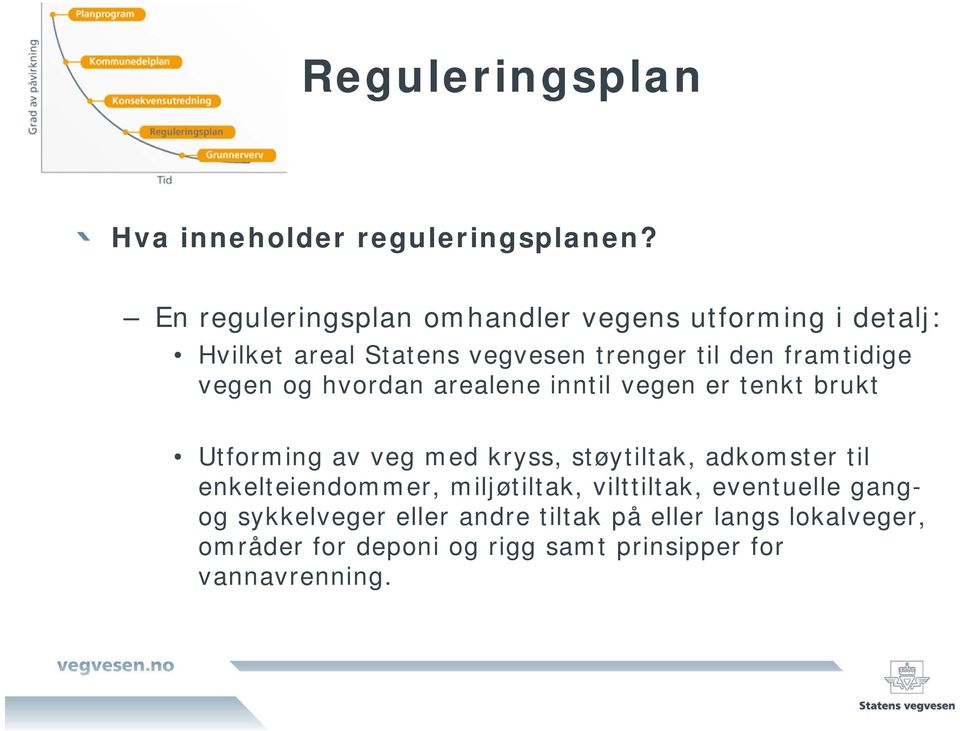 framtidige vegen og hvordan arealene inntil vegen er tenkt brukt Utforming av veg med kryss, støytiltak,