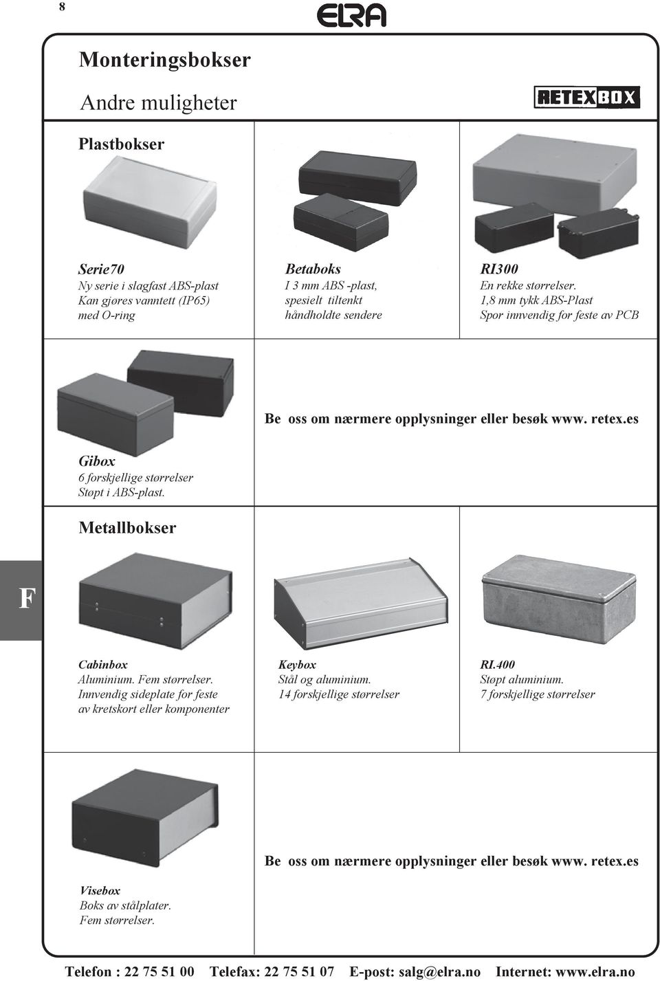 es Gibox 6 forskjellige størrelser Støpt i ABS-plast. Metallbokser Cabinbox Aluminium. em størrelser.