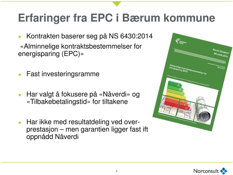 investeringsramme Har valgt å fokusere på «Nåverdi» og «Tilbakebetalingstid» for