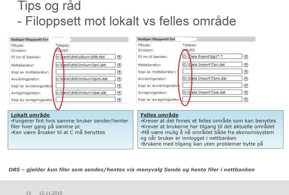 brukerne har tilgang til det aktuelle området Må være mulig å nå området både fra økonomisystem og når bruker er innlogget i