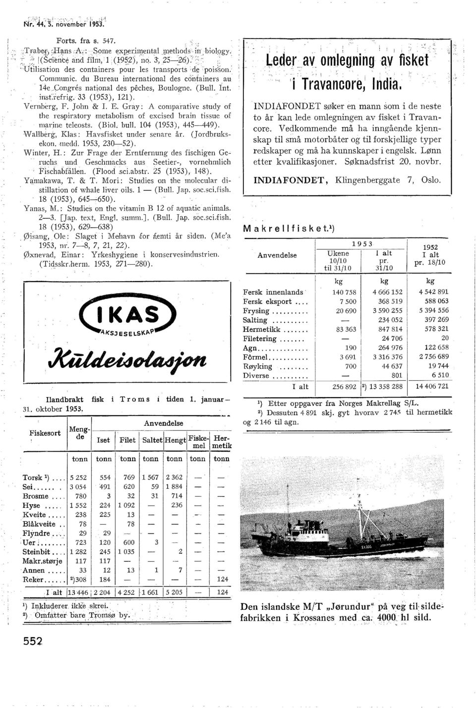 (195), 121). Vernberg, F. J om & I. E. Gra y: A comparative study of the respiratory metabois1111 of excised brain tissue of 111ftrine teeosts. (Bio. bu. 104 (195), 445449). W a.